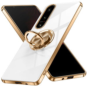 �y���������zXperia 1 V �P�[�X �����O�t�� Sony �G�N�X�y���A1V / SO-51D / SOG10 �p �J�o�[ Uovon �X�}�z�P�[�X �X�^���h�@�\ ���� �ԍڃz���_�[ �Ή� �g�уJ�o�[ �y�� �X�g���b�v���t�� ������� �F�F