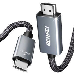 �y���������zBENFEI 3m USB C - HDMI �P�[�u�� [4K@60Hz�A�A���~�j�E���V�F���A�i�C�����ґg]�AThunderbolt 3/4�AiPhone 15 Pro/Max�AMacBook Pro/Air 2023�AiPad Pro�ASurface Book 2�AGalaxy S23�ȂǂɑΉ� �T�C�Y�F4.5M