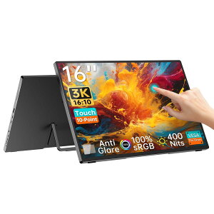 �y���������zIntehill ���o�C�����j�^�[ 3k 16 �C���` AG�����IPS�p�l�� 3072x1920 ������16��10 �m�[�g�p�\�R�� �f���A�����j�^�[ �����^ sRGB 100%�L�F�� 400nits���P�x �~�jPC/Macbook/�m�[�gPC/Switch VESA��