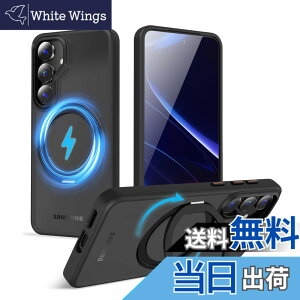 �y���������zMagSafe�Ή��P�[�X 360°���R��]�X�^���h �ϏՌ��� �����O�t�� ���G��ǂ� �S�ʕی� �h�o �F�F�u���b�N�A�T�C�Y�FGalaxy S25 Plus �p