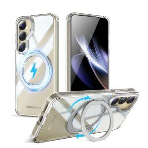 �y���������zMagSafe�Ή��P�[�X 360°���R��]�X�^���h �ϏՌ��� �����O�t�� ���G��ǂ� �S�ʕی� �h�o �F�F�N���A�A�T�C�Y�FGalaxy S25 �p