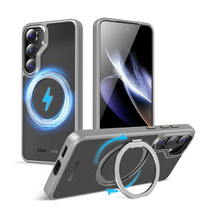 �y���������zMagSafe�Ή��P�[�X 360°���R��]�X�^���h �ϏՌ��� �����O�t�� ���G��ǂ� �S�ʕی� �h�o �F�F�O���[�A�T�C�Y�FGalaxy S25 �p