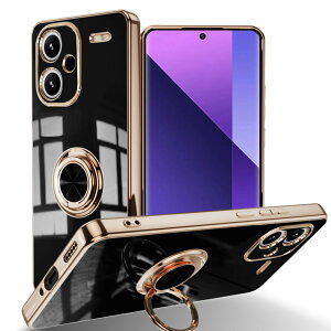 �y���������zLuFiYa �P�[�X �����O�t�� �J�o�[ TPU�f�� �X�^���h�@ �X�}�z�P�[�X �y�� �ϏՌ� ���� �C�菝�h�~ �����h�~ �ԍڃz���_�[ 360°��] �P�[�X �F�F�u���b�N�A�T�C�Y�FXiaomi Redmi Note 13 Pr