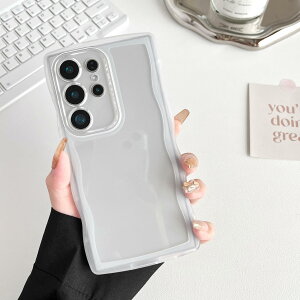 �y���������zZTOFERA Clear Wave Frame Case for Samsung �F�F�����A�T�C�Y�FSamsung S25 Ultra�p