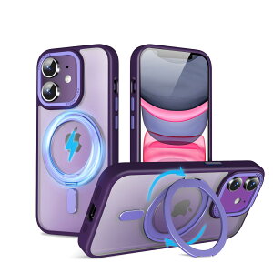 �y���������zMagSafe�Ή��P�[�X 360°���R��]�X�^���h �ϏՌ��� �����O�t�� ���G��ǂ� �S�ʕی� �h�o �F�F�p�[�v���A�T�C�Y�FiPhone 11 �p