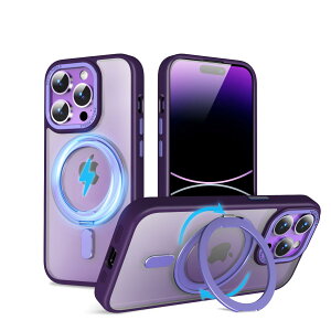 �y���������zMagSafe�Ή��P�[�X 360°���R��]�X�^���h �ϏՌ��� �����O�t�� ���G��ǂ� �S�ʕی� �h�o �F�F�p�[�v���A�T�C�Y�FiPhone 14Pro �p