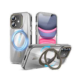 �y���������zMagSafe�Ή��P�[�X 360°���R��]�X�^���h �ϏՌ��� �����O�t�� ���G��ǂ� �S�ʕی� �h�o �F�F����+�f�U�[�g�`�^�j�E���A�T�C�Y�FiPhone 11 �p