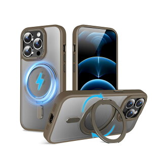 �y���������zMagSafe�Ή��P�[�X 360°���R��]�X�^���h �ϏՌ��� �����O�t�� ���G��ǂ� �S�ʕی� �h�o �F�F�f�U�[�g�`�^�j�E���A�T�C�Y�FiPhone 12/12Pro �p