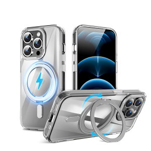 �y���������zMagSafe�Ή��P�[�X 360°���R��]�X�^���h �ϏՌ��� �����O�t�� ���G��ǂ� �S�ʕی� �h�o �F�F�N���A�A�T�C�Y�FiPhone 12/12Pro �p