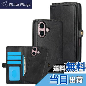�y���������zfor iPhone 16 Many Card Slots 2in1 Detachable Wallet Case �F�F�u���b�N�A�T�C�Y�FiPhone 16 Plus