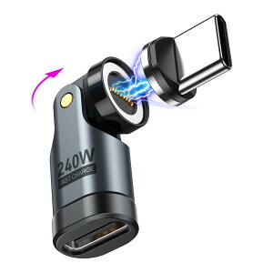 �y���������zVAFOTON 240W�Ή� 9Pin �}�O�l�b�g USB-C �ϊ��A�_�v�^ 540°��] Type-C �ϊ��A�_�v�^ 5A���}���[�d �f�[�^�]���� Book/Pro/phone/Android���Ή� ���� ���C �h�o ���E�� �F�F�u���b�N�A�T�C�Y�F