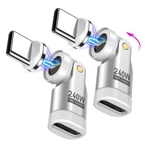 �y���������zVAFOTON 240W�Ή� 9Pin �}�O�l�b�g USB-C �ϊ��A�_�v�^ 540°��] Type-C �ϊ��A�_�v�^ 5A���}���[�d �f�[�^�]���� Book/Pro/phone/Android���Ή� ���� ���C �h�o ���E�� �F�F�z���C�g�A�T�C�Y�F2