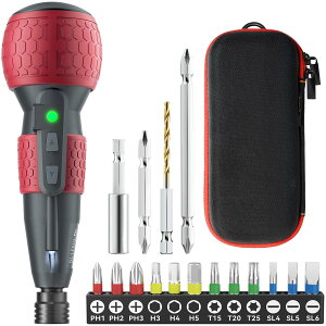 �y���������zYacooda �d���h���C�o�[ ���^ ���� �y2025�ƊE�ŐV�����z �d��4N.m �蓮10N.m USB�[�d�� ���P�xLED���C�g DIY ����ȒP ����/���S�ґΉ� �F�F���b�h-���[�P�[�X�t��