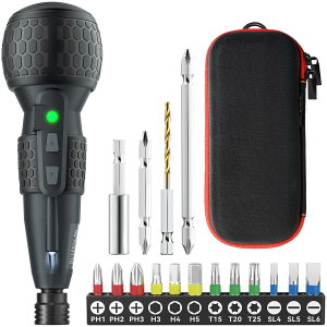 �y���������zYacooda �d���h���C�o�[ ���^ ���� �y2025�ƊE�ŐV�����z �d��4N.m �蓮10N.m USB�[�d�� ���P�xLED���C�g DIY ����ȒP ����/���S�ґΉ� �F�F�u���b�N-���[�P�[�X�t��