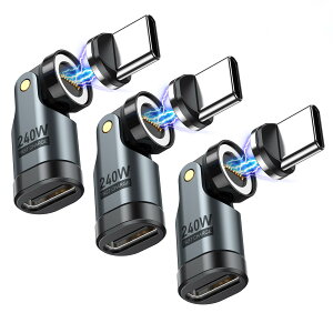 �y���������zVAFOTON 240W�Ή� 9Pin �}�O�l�b�g USB-C �ϊ��A�_�v�^ 540°��] Type-C �ϊ��A�_�v�^ 5A���}���[�d �f�[�^�]���� Book/Pro/phone/Android���Ή� ���� ���C �h�o ���E�� �F�F�u���b�N�A�T�C�Y�F3