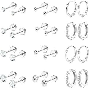 �y���������zJstyle 12�y�A �s�A�X �Z�b�g 316L �X�e�����X �S�[���h �A�����M�[�Ή� �t�[�v�s�A�X �����O �X�^�b�h � ���� �w���b�N�X ���f�B�[�X �����Y �F�F�v���`�i�A�T�C�Y�F�ʗp