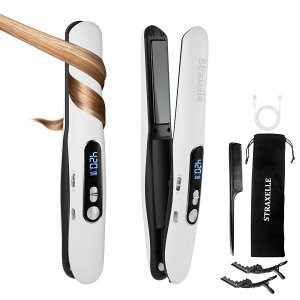 �y���������z2�C��1 �R�[�h���X �w�A �X�g���[�g�i�[�ƃJ�[���[�A175°C-215°C �ɒ��߉\�A20�b���M/LED �f�B�X�v���C/5000mAh �o�b�e���[�A���C�����X �~�j �t���b�g�A�C�����A���s�Ɉ��S�ȃZ��