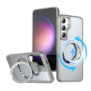 【送料無料】KWATUNG Galaxy S25 用 ケース Galaxy S24 用 ケース magsafe対応 ワイヤレス充電 耐衝撃 ギャラクシー s25 スマホケース 360°回転スタンド 縦横両対応 ギャラクシー s24 カバー マグネット搭