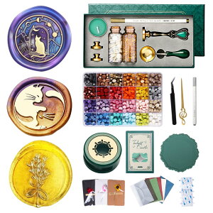 【送料無料】シーリングワックス スタンプセット シーリングスタンプ 封蝋 スタンプ プレゼント 招待状 結婚式 記念日 誕生日 祝い 手紙 印章 封書 ギフトボックス (All In Oneフルセット)