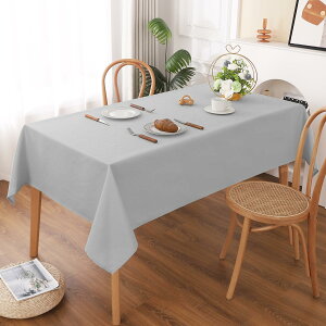 【送料無料】AooHome テーブルクロス グレー 長方形 撥水加工 無地 汚れ防止 おしゃれ シンプル テーブルカバー リネン類 耐熱 丸洗い お手入れ簡単 家庭用 4人がけ 130x180cm
