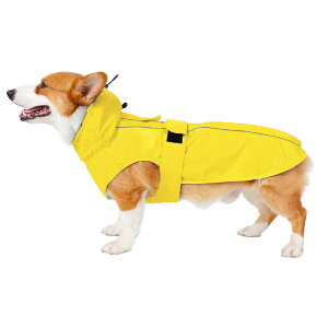 【送料無料】MAMORE 犬 レインコート 犬カッパ ペット雨具 防水 ジャケット 防雪 防風 通気 着脱簡単 リード穴 梅雨対策 雪 反射 調節可 小型 中型 大型犬用 四季通用 (M, 黄色)