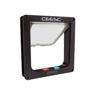 【送料無料】CEESC 4WAY ペットドア 小型 犬 猫 ペット出入り口 ドア 勝手口 扉 冷暖房対策 日本語取扱説明書付き (ブラウン, 大)