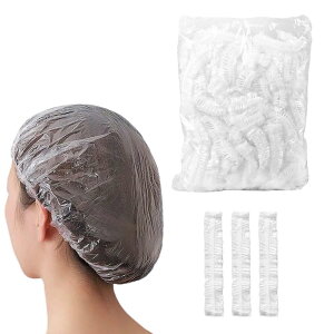 【送料無料】シャワーキャップ 使い捨て ヘアキャップ 使い捨てシャワーキャップ 100枚入り 防水 透明 PE製 ヘアーカラー用 風呂 調理 温泉スパ 業務 作業用 フリーサイズ 男女兼用 ( 透明 10