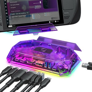 yzJSAUX RGB hbLOXe[V Steam Deck (OLED)/ROG Ally/Legion GoΉ 12-in-1 X`[fbLhbNΉ 4K@120Hz HDMI DisplayPort MKrbgC[Tlbg USB C 3.2 USB A 3.2/2.0 SD/TFXbg 3.5m