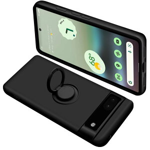 【送料無料】Google Pixel6A ケース リング付き シリコン 耐衝撃 グーグル ピクセル 6A リング カバー 液体シリコーン スマホケース 360°回転 スタンド機能 車載ホルダー ストラップホール付き 滑