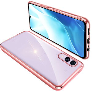 【送料無料】Arrows We2 F-52E ケース クリア FCG02 耐衝撃 アローズWe2 カバー 透明 スマホケース 軽量 メッキ加工 TPU 薄型 ストラップホール付き 滑り止め 落下防止(ローズゴールド)