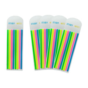 【送料無料】WIICOYK 極細ふせん 半透明 フィルムふせん 付箋 見出し インデックス ノート 単語帳にマークする カラフル 蛍光色 または マカロン色 幅5mmx140mm (蛍光*5)