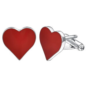【送料無料】Yoursfs ハートカフスボタン 赤 ブランドカフスボタン メンズ おもしろ ビジネス 結婚式 クセサリー