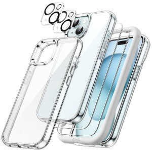 yzJETech 5 in 1 iPhone 15 6.1C`p P[X 2KXtB+2JYtBt 5Zbg ΂܂Ȃ ϏՌop[Jo[ (NA)