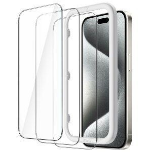 yzJETech iPhone 15 Pro(6.1C`p) یtB KXtB KChgt P[XɊȂ HDNA 3Zbg