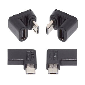 【送料無料】NFHK 4個/ロット USB-C USB2.0 Type C メスからマイクロUSBオス 電源データアダプター 90/360度角度タイプ, NF-UC-102