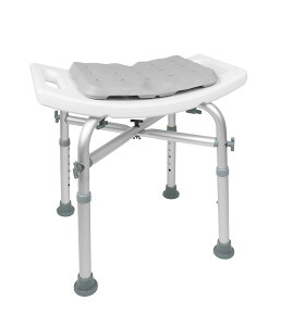 【送料無料】KMINA - シャワーチェア (150kg)コンフォートシャワースツ、シャワーチェア 足ゴム、シャワーチェア 介護背もたれなし、風呂椅子 クッション付き、シャワーチェア コンパクト 白