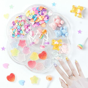 【送料無料】Annhuaネイルパーツ 3D 初心者ネイルアートパーツ 自宅DIY デコパーツ ネイル装飾 ハート&星 卸売ネイルオーナメント くまストーン 立体ネイルアートパーツ ロリポップ プロ ネ