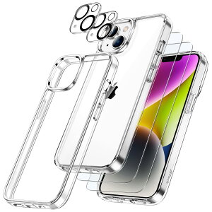 yzJETech 5 in 1 iPhone 14 Plus 6.7C`p P[Xtی 2tB+2JYtBt ΂݂Ȃ Sʕی KXtB ϏՌJo[ (NA)