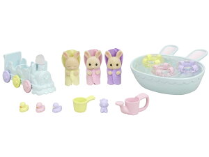 【送料無料】シルバニアファミリー 人形・家具セット 【 みるくウサギのみつごちゃんだいすきおふろセット 】 DF-22 STマーク認証 3歳以上 おもちゃ ドールハウス Sylvanian Families エポック社 EP