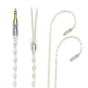 【送料無料】イヤホンリケーブル 銀メッキ単結晶銅OCC 5N純度99.999% NICEHCK SilverDay MMCX 3.5mmプラグ 金属製コネクタ 着脱式 柔らかい アップグレードケーブル 3極 柔らかい 1.2m DIYイヤホンのアク