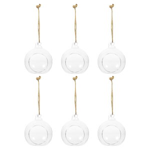 【送料無料】ledmomo 6個 ハンギング グラス ボール ガラス玉吊り鉢 キャンドルホルダー 直径8cm 丸い 球体 観葉植物吊るすタイプ 花器 花瓶 ハンギング植木鉢 水耕栽培植物ガラス 麻縄 装飾品