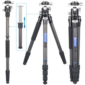 【送料無料】カーボン 三脚 コンパクトトラベル三脚 29mmパイプ径 全高1815mm ARTCISE 2024年最新デザイン 軽量設計 4段 ナットロック式 一脚可変式多場景適用 カメラビデオ 三脚 耐荷重15kg プロフ