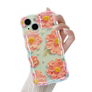 【送料無料】QLTYPRI iPhone 15 用 ケース ウェーブ TPU カバー おしゃれ 韓国 可愛い 花柄 iPhone15用 ケース 薄型 軽量 耐衝撃 スマホケース ワイヤレス充電対応 ストラップホール付き アイフォン15
