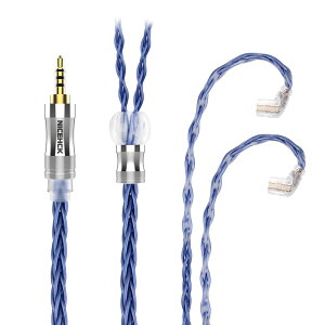 【送料無料】イヤホンオーディオケーブル 6N 8芯単結晶銅OCC 純度99.9999% NICEHCK BlueComet qdc 2Pin 2.5mm プラグ 青い 金属製コネクタ 着脱式 柔らかい アップグレードケーブル 4極 柔らかい 1.2m DIYイ