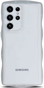 【送料無料】QLTYPRI Galaxy S24 Ultra ケース クリア TPU カバー ウェーブ おしゃれ 韓国 可愛い 透明 薄型 軽量 耐衝撃 滑り止め (SC-52E / SCG26) スマホケース ワイヤレス充電対応 ストラップホール付