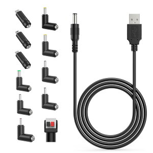 yzPopolier USB DC P[u 1m ϊvOt 11 in 1 DC[dR[h 5.5x2.1mm usb dc ϊ P[u DC WbN DC vO 5.5mm J/^ubg/gѓdb/@p (11 in 1, 1m)