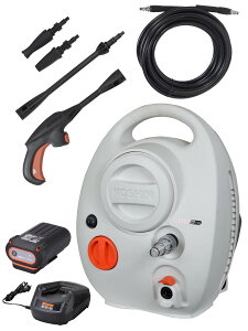 【送料無料】工進(KOSHIN) 36V 2.5Ah 充電式 高圧 洗浄機 SJC-3625 バッテリー・充電器付き コードレス 自吸 水道直結 静音 63dB 圧力 7.0MPa 洗車 ベランダ 清掃