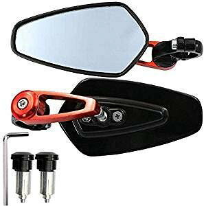 【送料無料】Karun バイクミラー オートバイ用 バーエンドミラー バーエンド バイク ミラー 左右2本セット 汎用 バイク用 取り付け簡単 360°調整可能 角度調整 広い視野 (#1 ゴールド) (#1 レッ