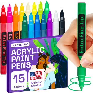 yzARTISTRO Paint Pens yCgy bNyCeBO   Z~bN KX ؍ޗp AN yCg}[J[ 15{Zbg ɍ `bv 0.7mm