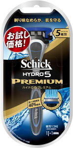 【送料無料】シック Schick 5枚刃 ハイドロ5 プレミアム ホルダー お試し用 替刃 1コ付 男性カミソリ 替刃(1コは本体に装着済み)